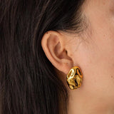 Youthway Stainless Steel Hammer Stud Earrings 18K PVD Plating Jewelry Women