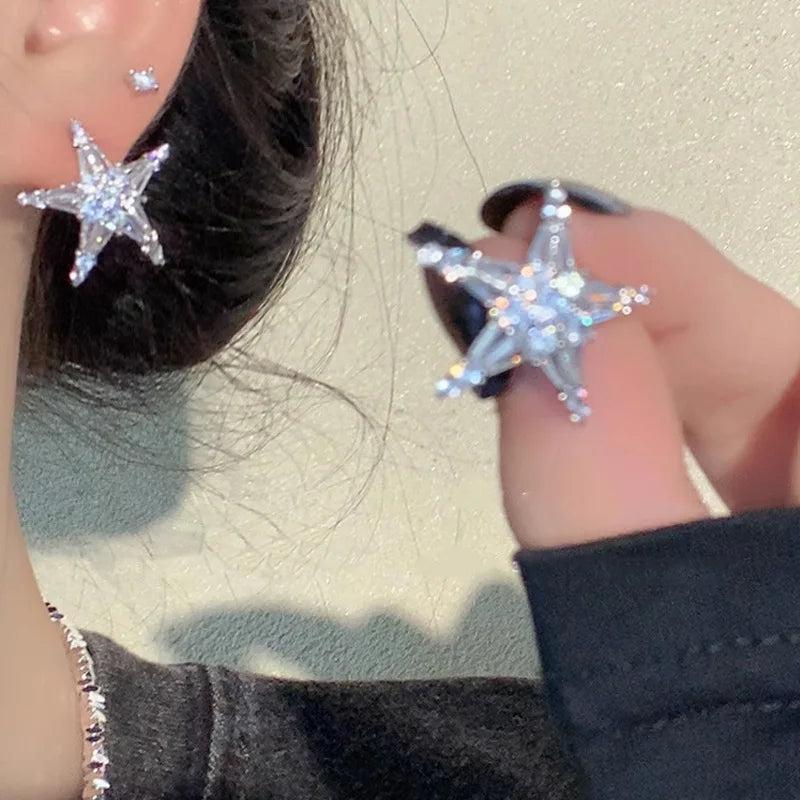 Delicate Star Earrings With Shinning Rhinestones Classic Jewelry Bijoux