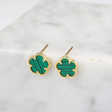 Good Luck Zircon Four-leaf Clover Stud Earrings CZ Jewelry