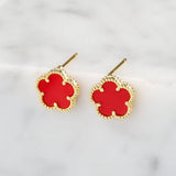 Good Luck Zircon Four-leaf Clover Stud Earrings CZ Jewelry