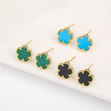 Good Luck Zircon Four-leaf Clover Stud Earrings CZ Jewelry