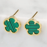 Good Luck Zircon Four-leaf Clover Stud Earrings CZ Jewelry