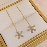 Zircon Flower Tassel Earrings Wedding Jewelry Gift