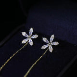 Zircon Flower Tassel Earrings Wedding Jewelry Gift