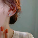Zircon Flower Tassel Earrings Wedding Jewelry Gift