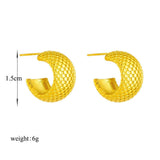 Geometric Square Pattern Stud Earrings Stainless Steel Women Girls Jewelry Gift