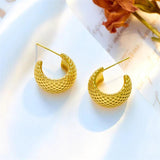 Geometric Square Pattern Stud Earrings Stainless Steel Women Girls Jewelry Gift