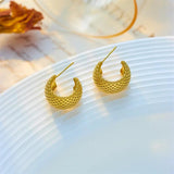Geometric Square Pattern Stud Earrings Stainless Steel Women Girls Jewelry Gift