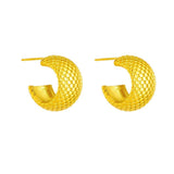 Geometric Square Pattern Stud Earrings Stainless Steel Women Girls Jewelry Gift