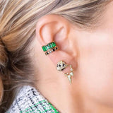 Silver Rivet Spiked CZ Geometric Earring
