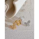 CZ Stainless Steel Butterfly Stud Earrings Waterproof