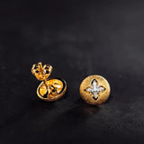 Vintage Italian Clover Pattern Gold-plated Stud Earrings