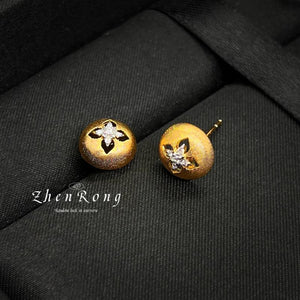 Vintage Italian Clover Pattern Gold-plated Stud Earrings