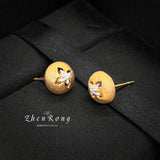 Vintage Italian Clover Pattern Gold-plated Stud Earrings