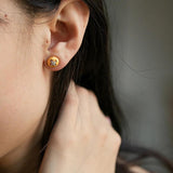 Vintage Italian Clover Pattern Gold-plated Stud Earrings