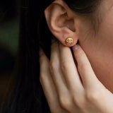 Vintage Italian Clover Pattern Gold-plated Stud Earrings