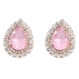 Spring Metal Glass Rhinestone Water Drop Stud Earrings