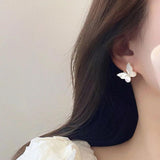 Micro Zircon Setting Shell Butterfly Stud Earrings For Women