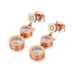 Roman Numerals Stud Earrings CZ Crystal JE20254