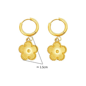 Stainless Steel Flower Stud Earrings Sets Women Waterproof Charm Jewelry