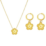 Stainless Steel Flower Stud Earrings Sets Women Waterproof Charm Jewelry