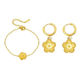 Stainless Steel Flower Stud Earrings Sets Women Waterproof Charm Jewelry