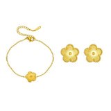 Stainless Steel Flower Stud Earrings Sets Women Waterproof Charm Jewelry