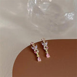 Korea Style Butterfly Flower Tassel Zircon Eardrop Earring For Women Girls