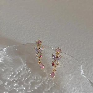 Korea Style Butterfly Flower Tassel Zircon Eardrop Earring For Women Girls