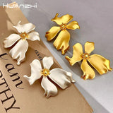 Big Flower Petal Earrings Retro Matte Cocktail Party Jewelry