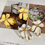 Big Flower Petal Earrings Retro Matte Cocktail Party Jewelry