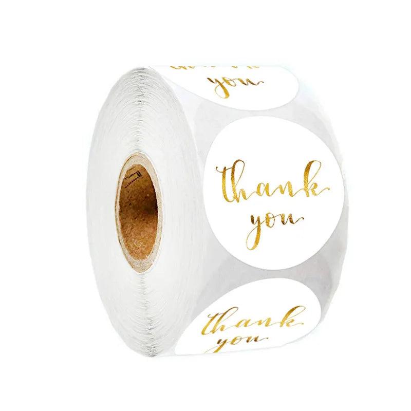 500 Round Thank You Stickers 1 Inch - Candy Bag Packaging Labels