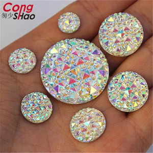 10/12/14/16/18/20/30mm Round Stones AB Crystals Flat Back Resin Rhinestones WC40