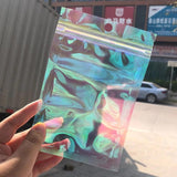 100pcs Pink Rainbow Laser Zip Lock Bags Resealable Plastic Packaging