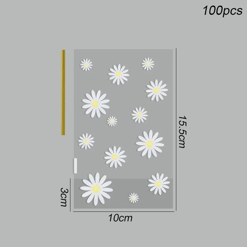 Daisy Candy Bags Transparent Flower Cookie Packaging Wedding Birthday Supplies