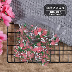 100pcs/lot 10*10cm Cartoon Cookie&Candy Bags Self-Adhesive Gift Bag