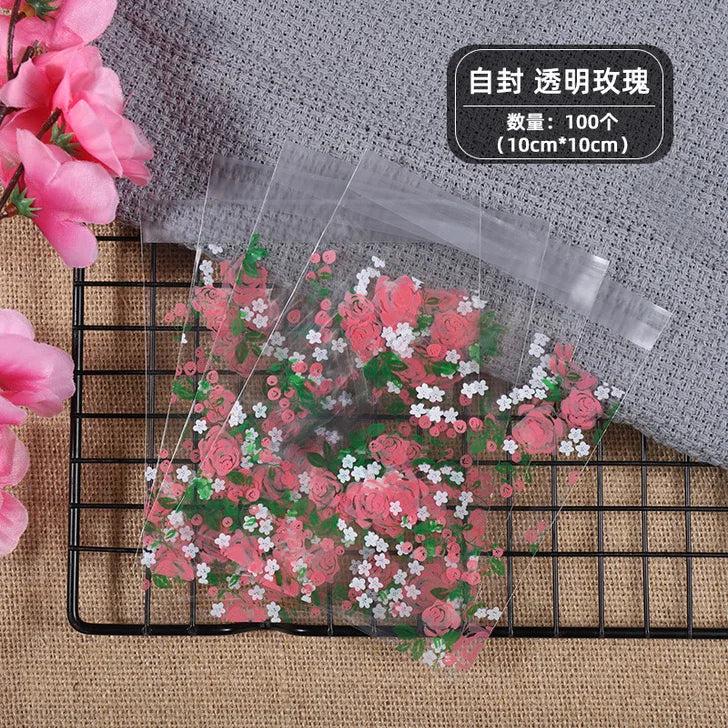 100pcs/lot 10*10cm Cartoon Cookie&Candy Bags Self-Adhesive Gift Bag