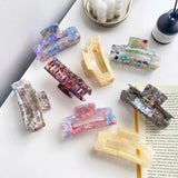 Large Geometric Hollow Square Hair Claw Tortoiseshell Leopard Acetate Hair Clip