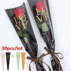 Single Rose Branch Flower Packaging Bag for Weddings