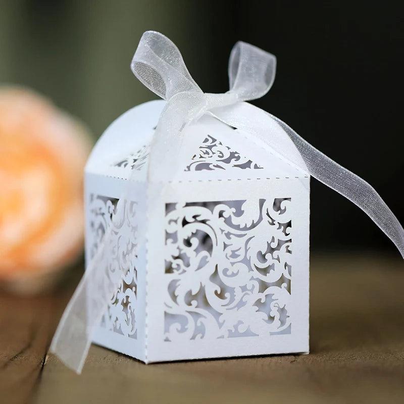 Flower Vine Candy Boxes Wedding Favor Gift Packaging Box Sweet Bag With Ribbon