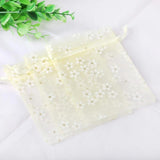 10pcs Organza Bags Flower Printing Drawstring Pouches Gift Bag