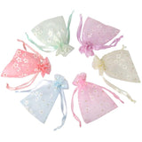 10pcs Organza Bags Flower Printing Drawstring Pouches Gift Bag