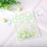 10pcs Organza Bags Flower Printing Drawstring Pouches Gift Bag