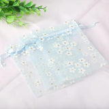 10pcs Organza Bags Flower Printing Drawstring Pouches Gift Bag