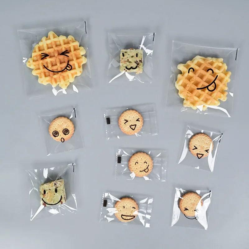 100pcs Self Adhesive Bags Cookie Biscuits Wedding Candy Gift Packaging
