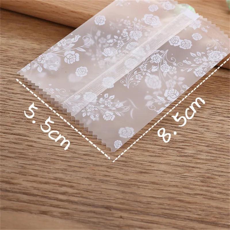 100Pcs Rose Flower Pattern Plastic Packaging Bags