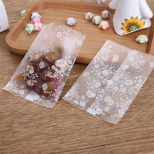 100Pcs Rose Flower Pattern Plastic Packaging Bags