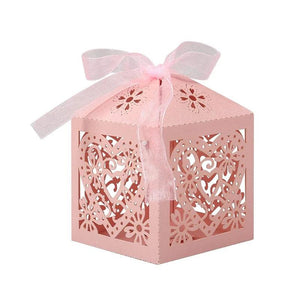 Love Heart Laser Cut Candy Chocolate Box Wedding Favor with Ribbon
