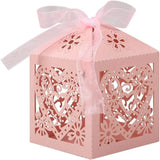 Love Heart Laser Cut Candy Chocolate Box Wedding Favor with Ribbon