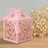 Love Heart Laser Cut Candy Chocolate Box Wedding Favor with Ribbon
